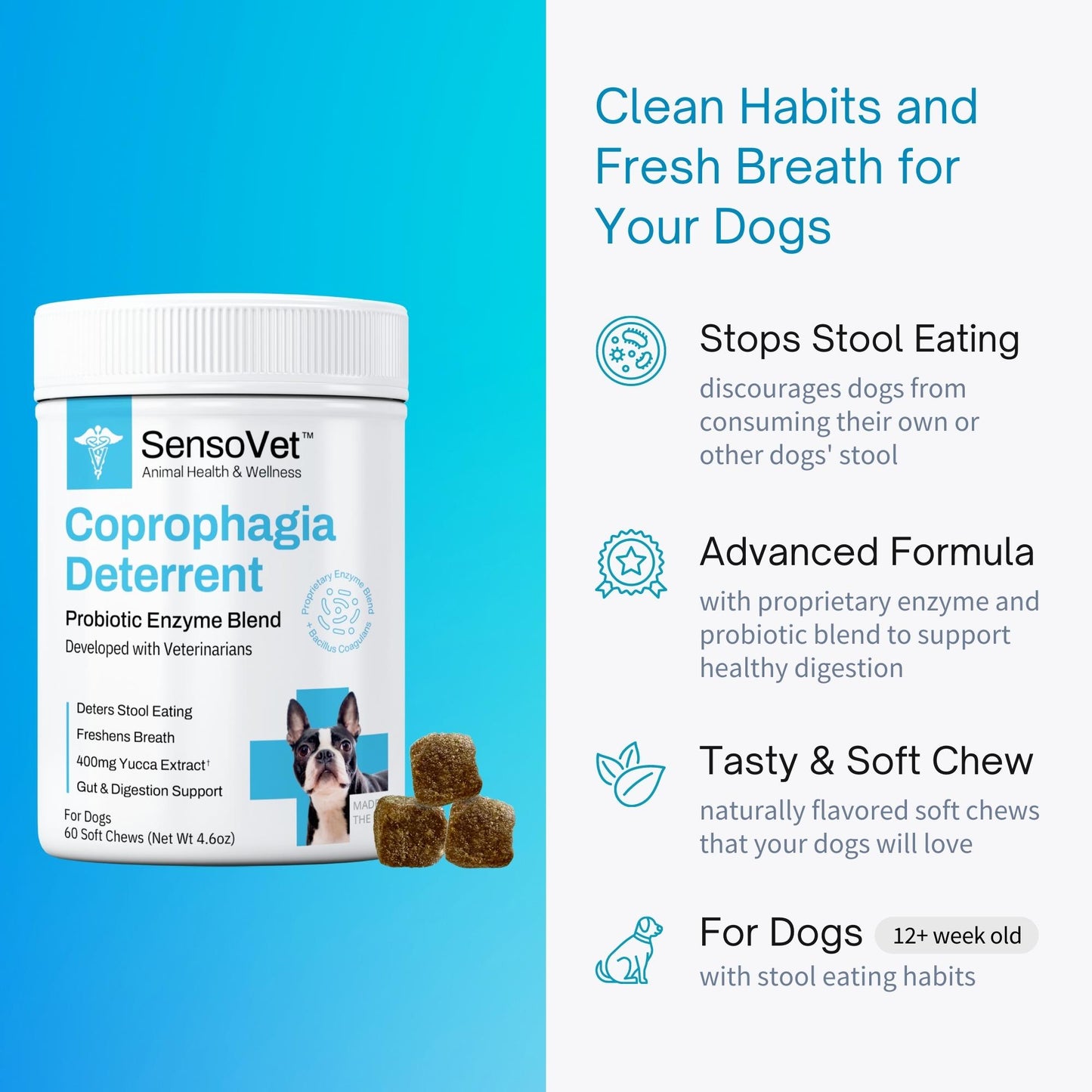 Stool Eating Deterrent Coprophagia Soft Chews for Dogs