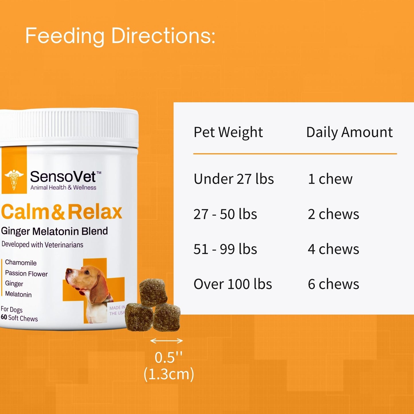 SensoVet Calming Melatonin Ginger Chews Supplement for Dogs