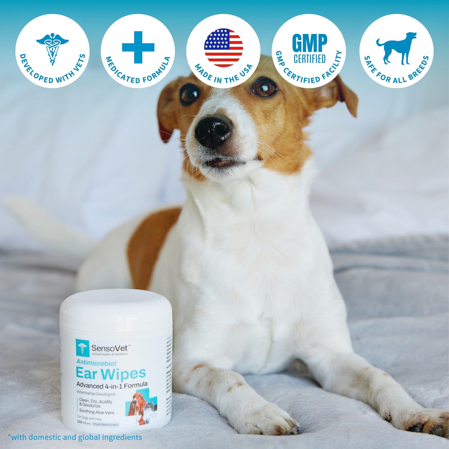 Ear Wipes for Dogs & Cats - 100 Wipes