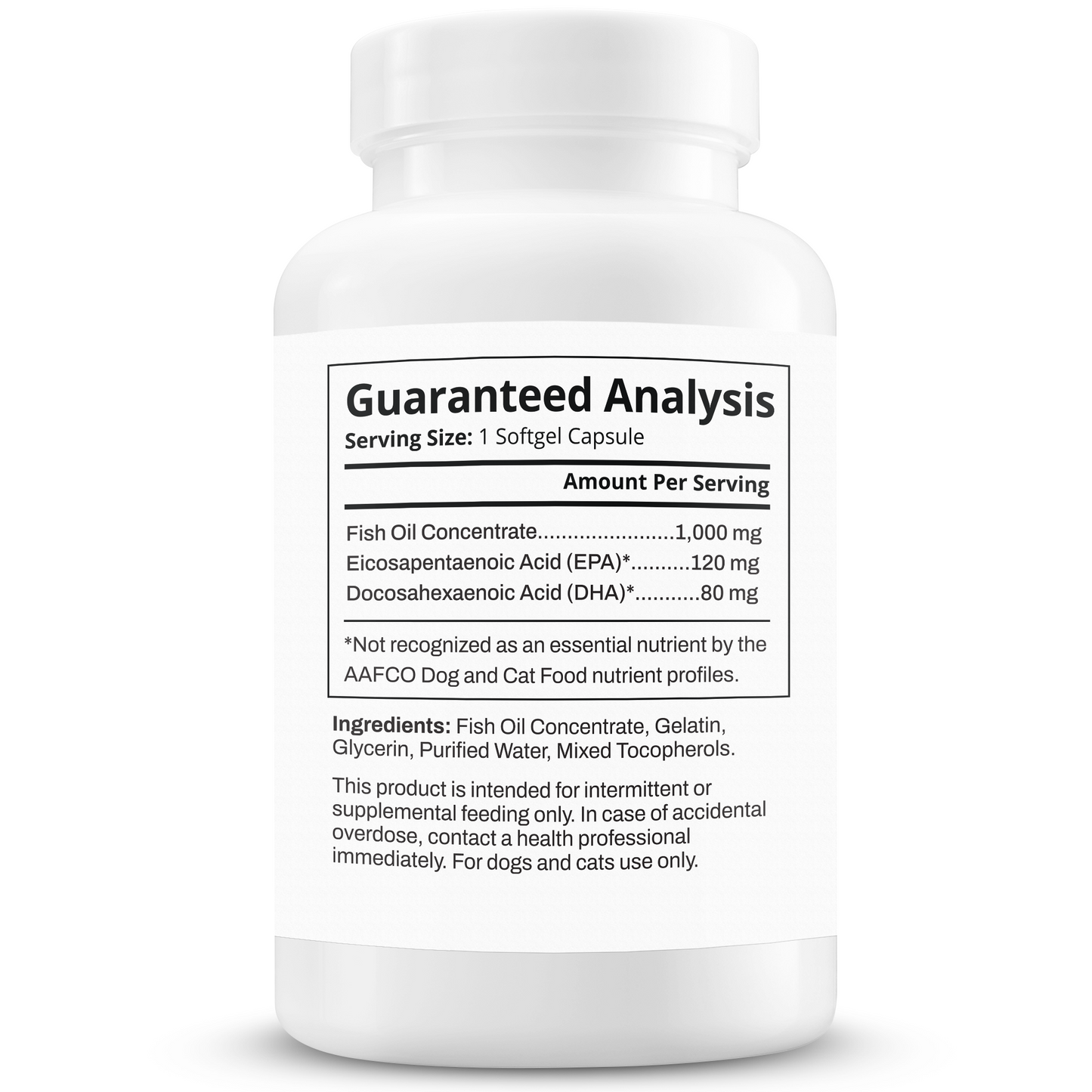 Advanced Omega-3 Softgel for Dogs & Cats - Fish Oil with Vitamin E - 60 Softgels