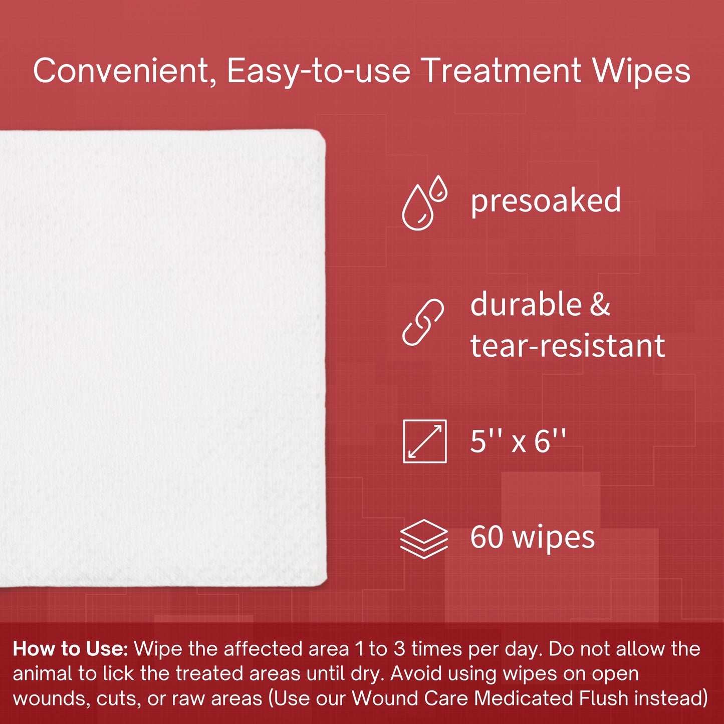 Chlorhexidine Large Wipes for Dogs & Cats - 60 Wipes