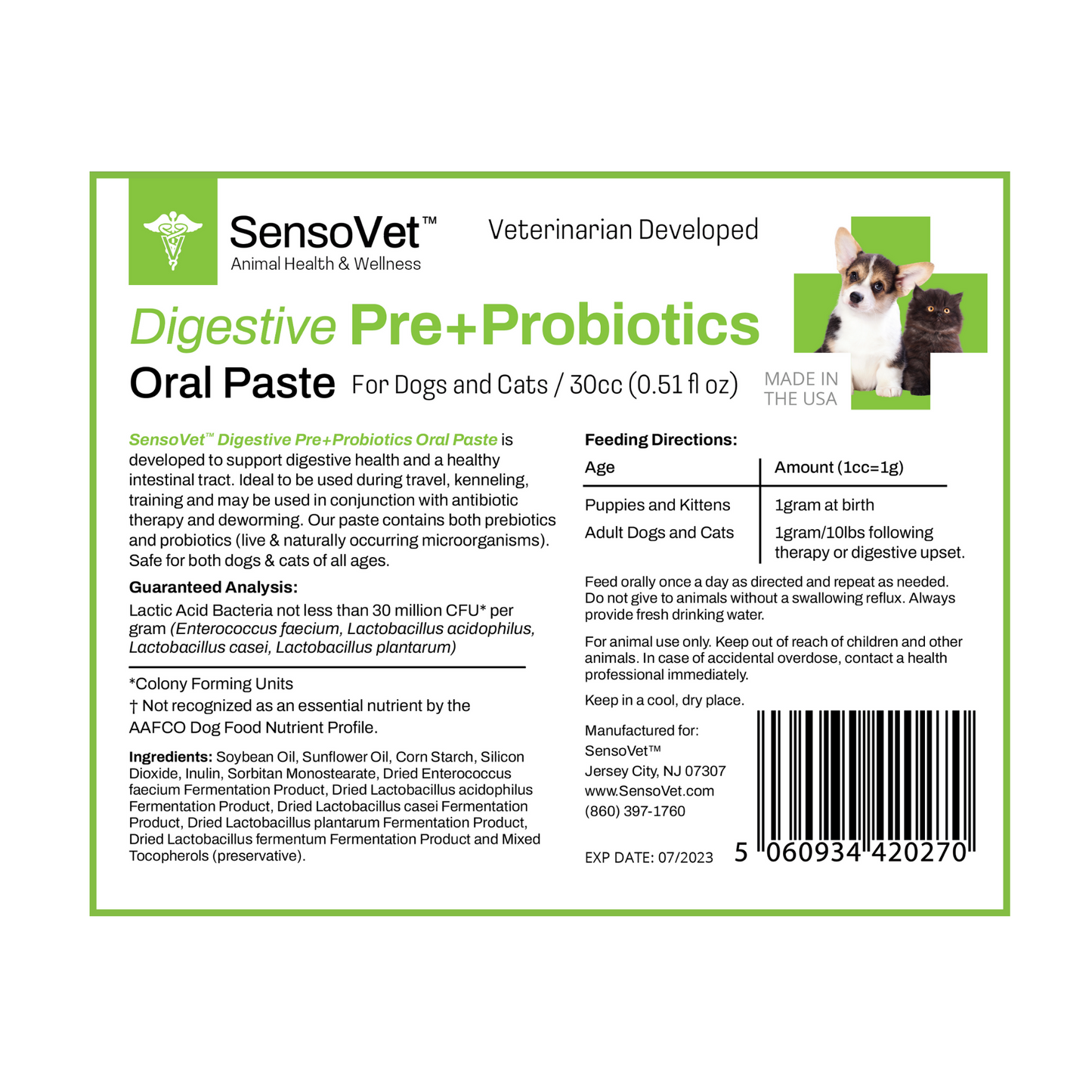 Prebiotic & Probiotic Oral Paste for Dogs & Cats - 30cc
