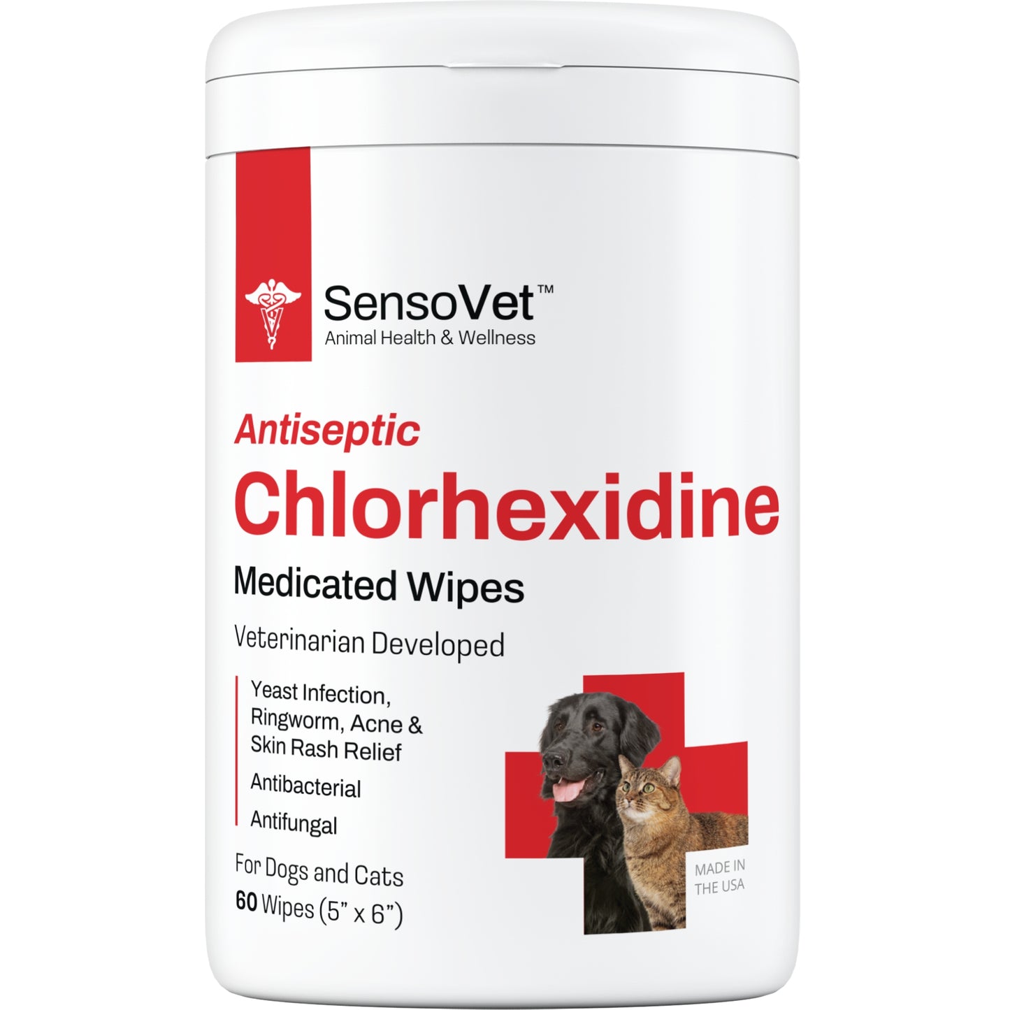 Chlorhexidine Large Wipes for Dogs & Cats - 60 Wipes