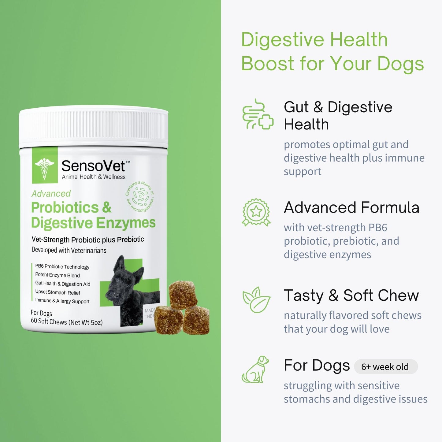 Advanced Probiotics & Digestive Enzymes Soft Chews for Dogs