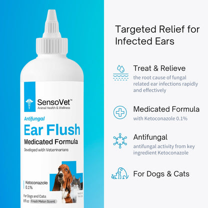 Medicated Ear Flush for Dogs & Cats - 8oz
