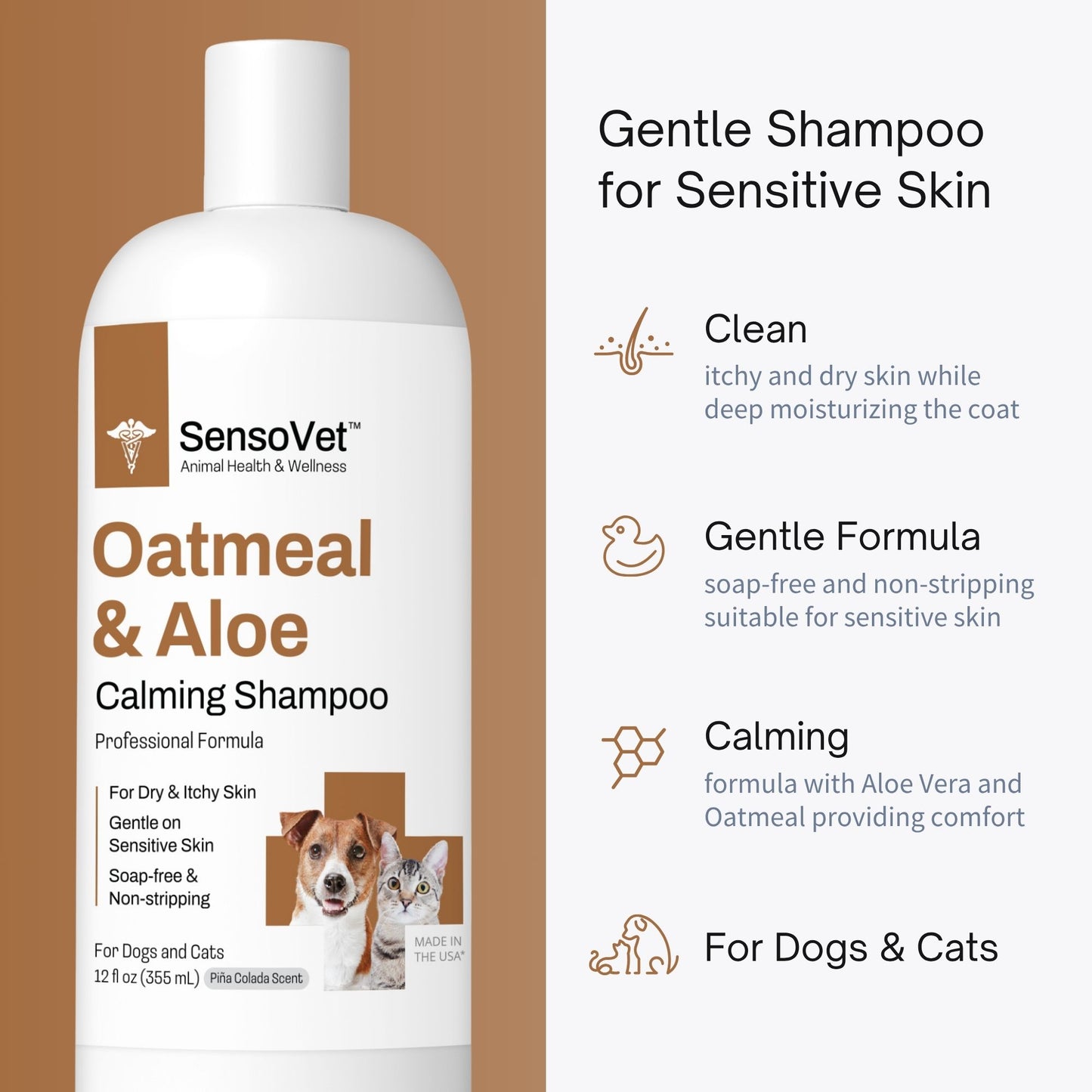 Oatmeal & Aloe Shampoo for Dogs and Cats - 12oz