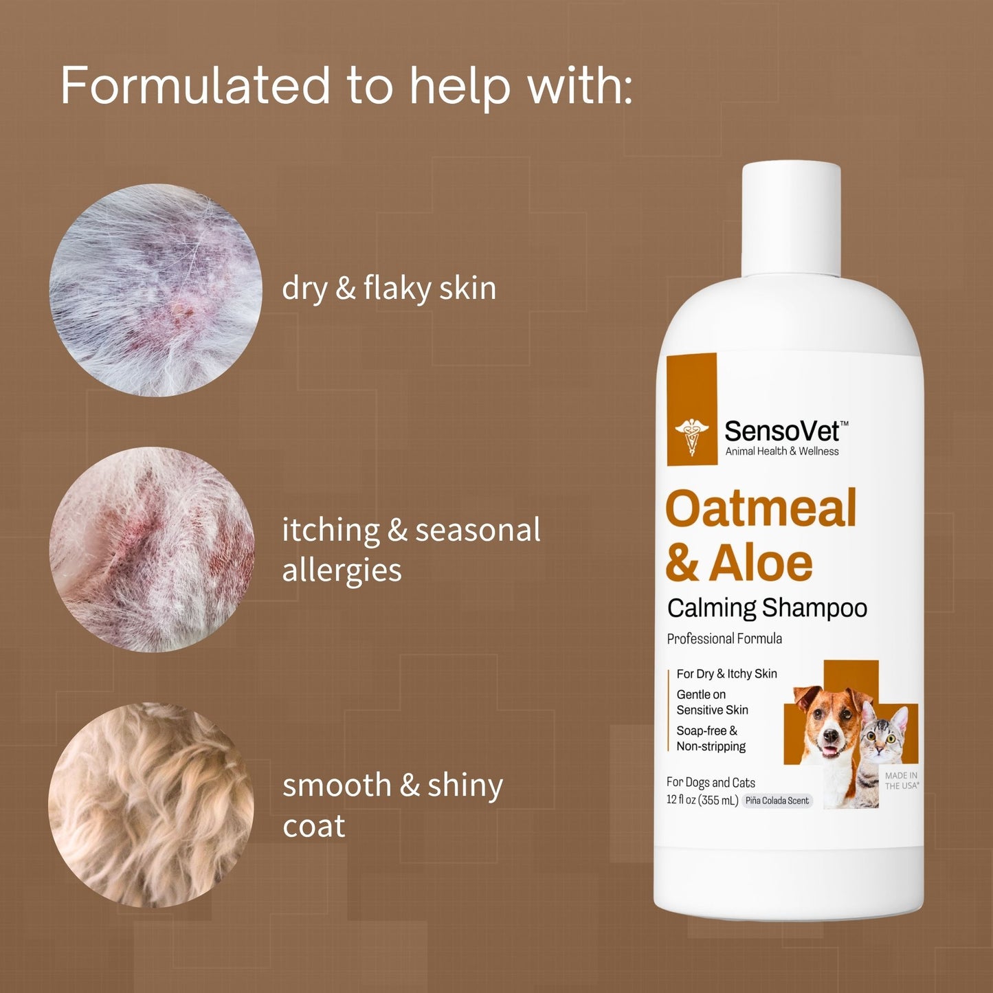 Oatmeal & Aloe Shampoo for Dogs and Cats - 12oz