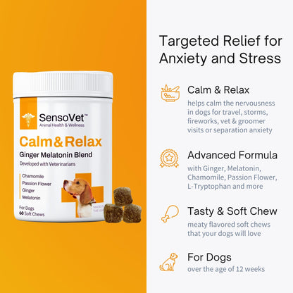 SensoVet Calming Melatonin Ginger Chews Supplement for Dogs