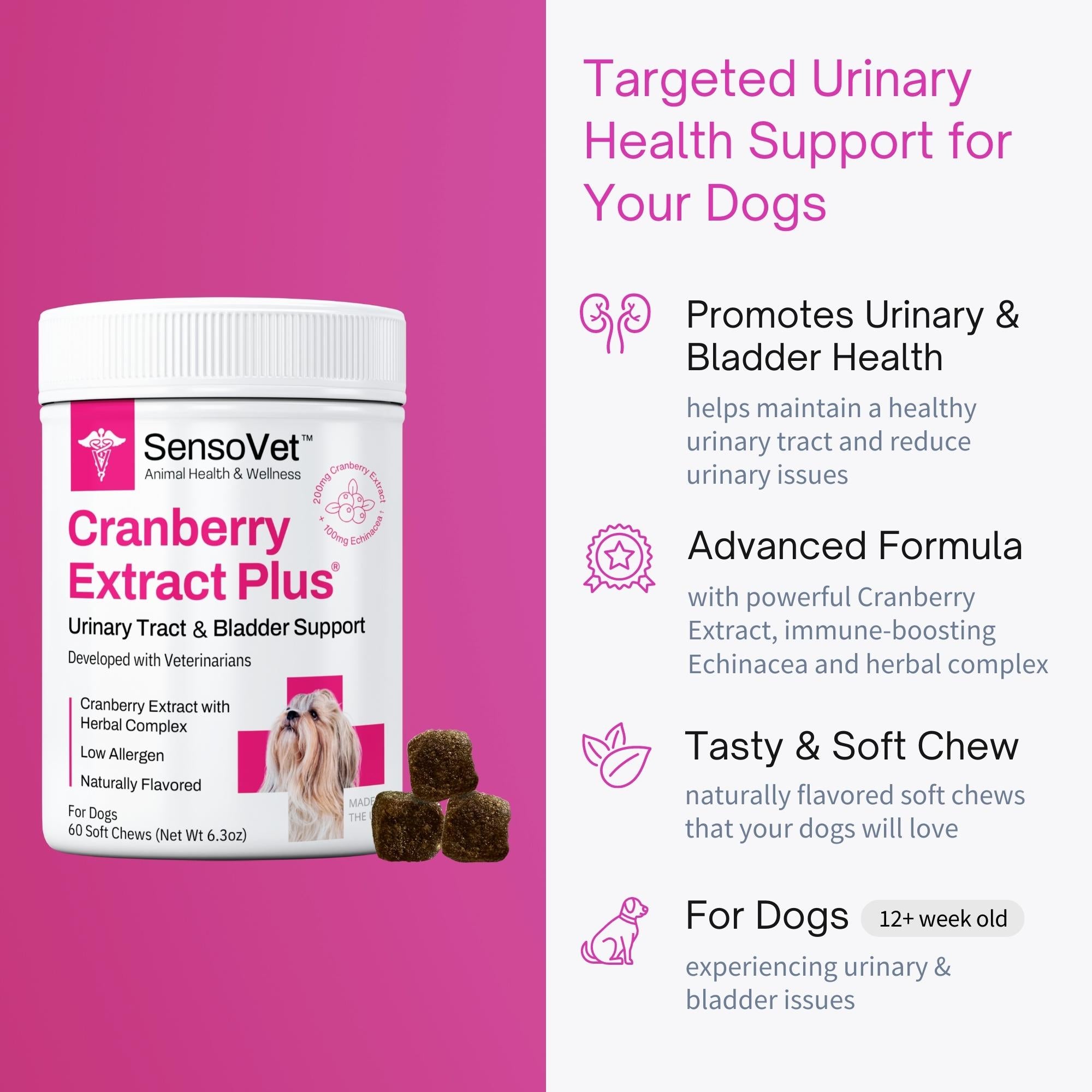 Cranberry Supplement for Dogs Bladder Urinary Wellness SensoVet