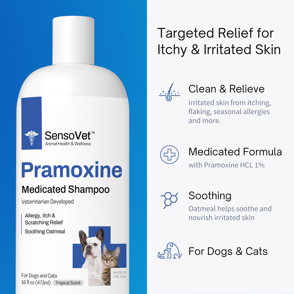 Scapoo Dog Pramoxine Shampoo for Dogs & Cats - 16oz – SensoVet