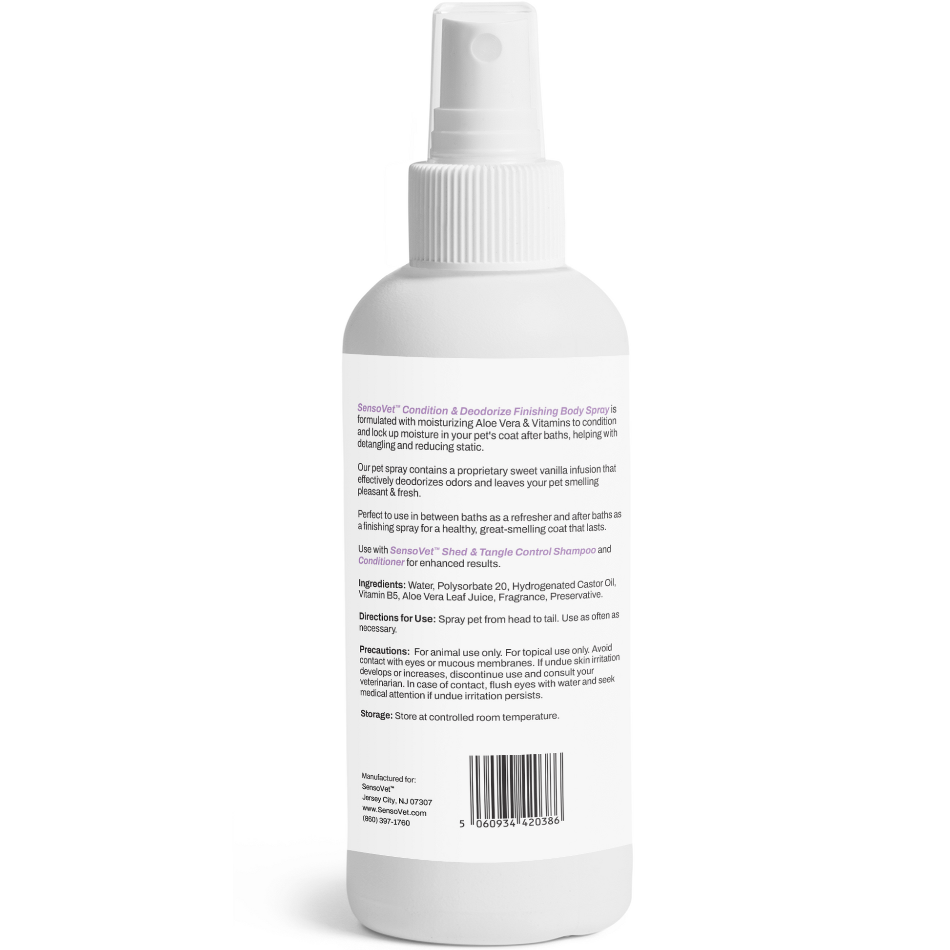 SensoVet™ Condition & Deodorize Finishing Body Spray for dogs and cats in Sweet Vanilla scent