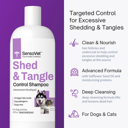 Clean and nourish hair follicles and undercoat to help control excessive shedding and tangles in your pet's hair