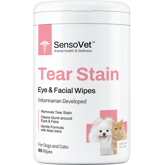 sensovet tear stain eye and facial wipes for dogs and cats