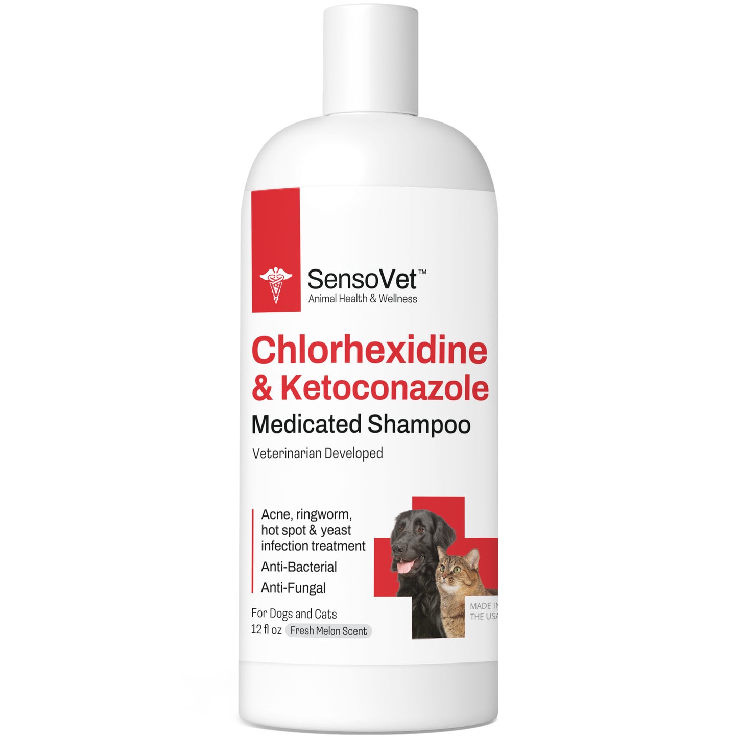 SensoVet chlorhexidine ketoconazole shampoo for dogs and cats