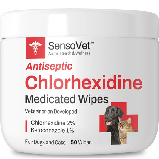 SensoVet antiseptic chlorhexidine medicated wipes for dogs and cats