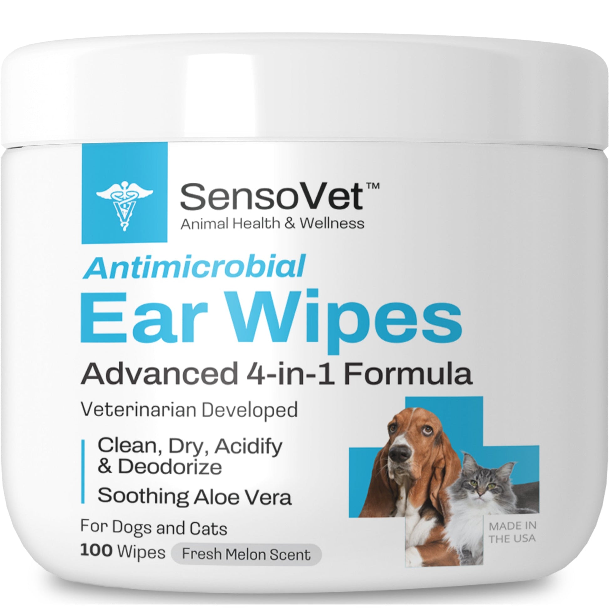 SensoVet Antimicrobial Ear Wipes for dogs and cats