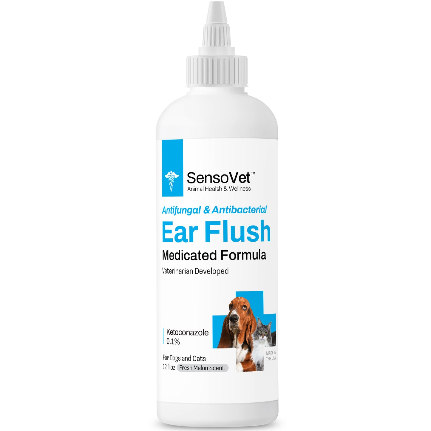 SensoVet Antifungal Antibacterial Medicated Ear Flush for dogs and cats