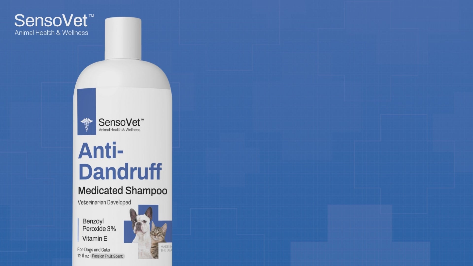 Video of SensoVet Anti dandruff shampoo for dogs and cats