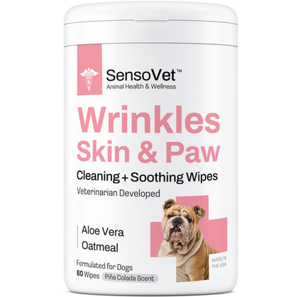 SensoVet Wrinkle Skin Paw Wipes for Dogs